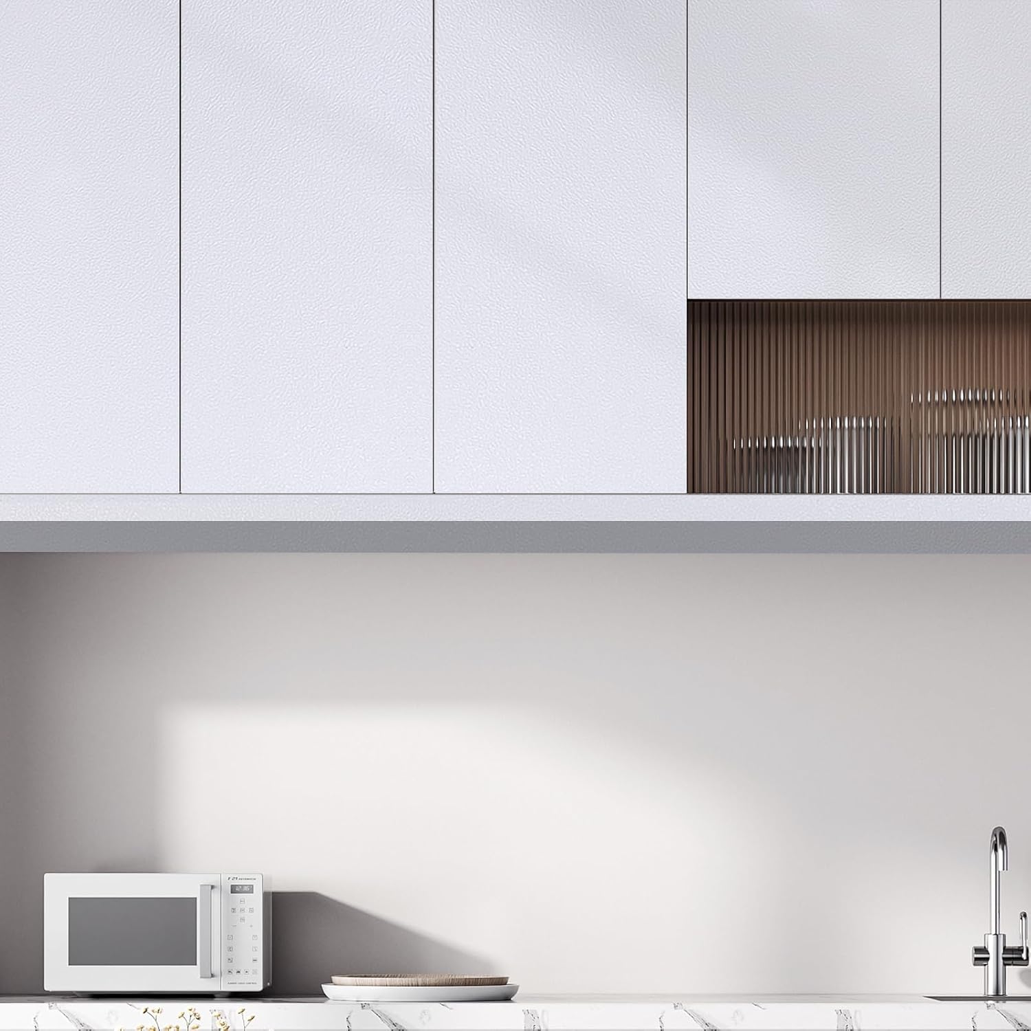 T&W SAME FILM 16'' x 197'' White Contact Paper - Peel and Stick Wallpaper for Cabinet, Countertop, Shelf