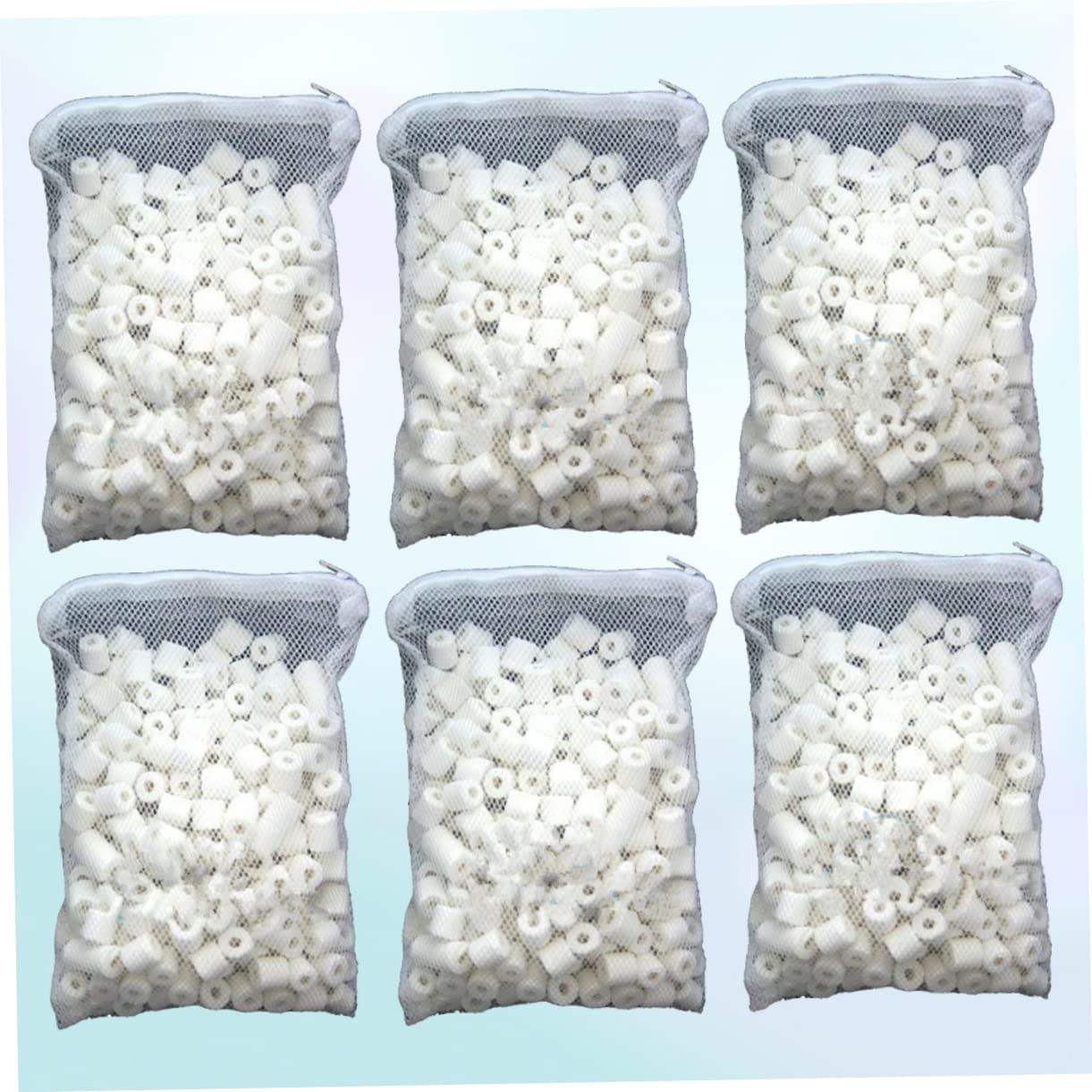 Kisangel 6 Paquetes Medios filtrantes para peceras Filtro para pecera Anillo biológico Medios filtrantes Natural Elements Anillo cerámica Bio porosa Filtro Acuario Bola Bio Poroso