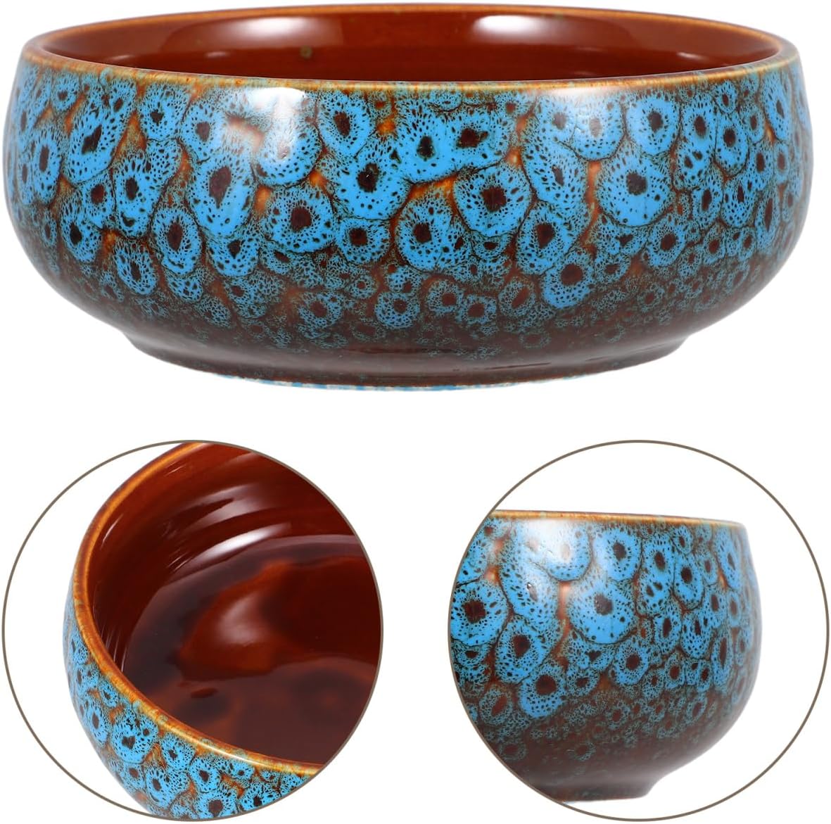 HANABASS Vintage Ceramic Lotus Bowl Planter for Hydroponic Flowers, Water Lily No Drainage Hole for Indoor Aquatic Plants Decorative Container for Windowsills and Desks, 6.3”