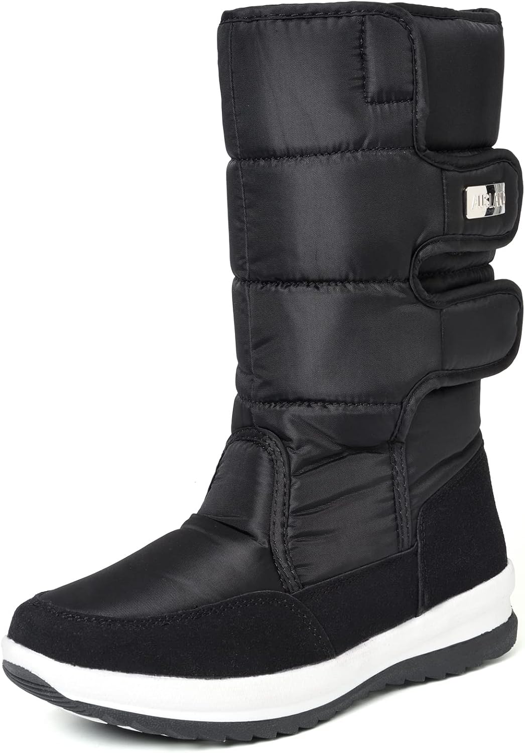 Women's Mid-Calf Snow Boots Black 7.5 Black