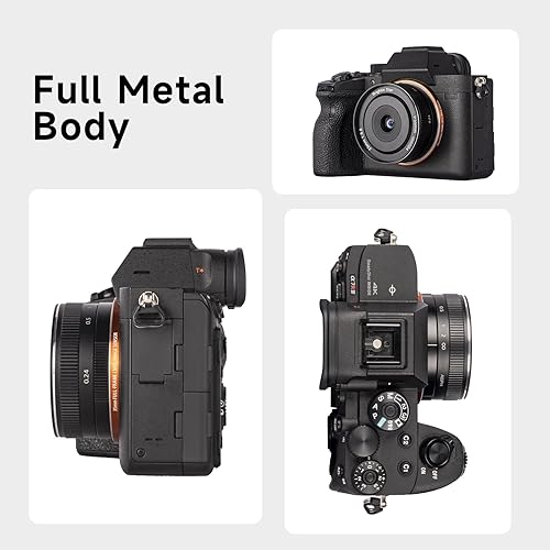 Miniatura 4 de Brightin Star Lente de cámara sin espejo F5.6 de marco completo Pancake Street de 0.906 in, enfoque manual, apto para Sony ZV-E10, A7IV, A6400,