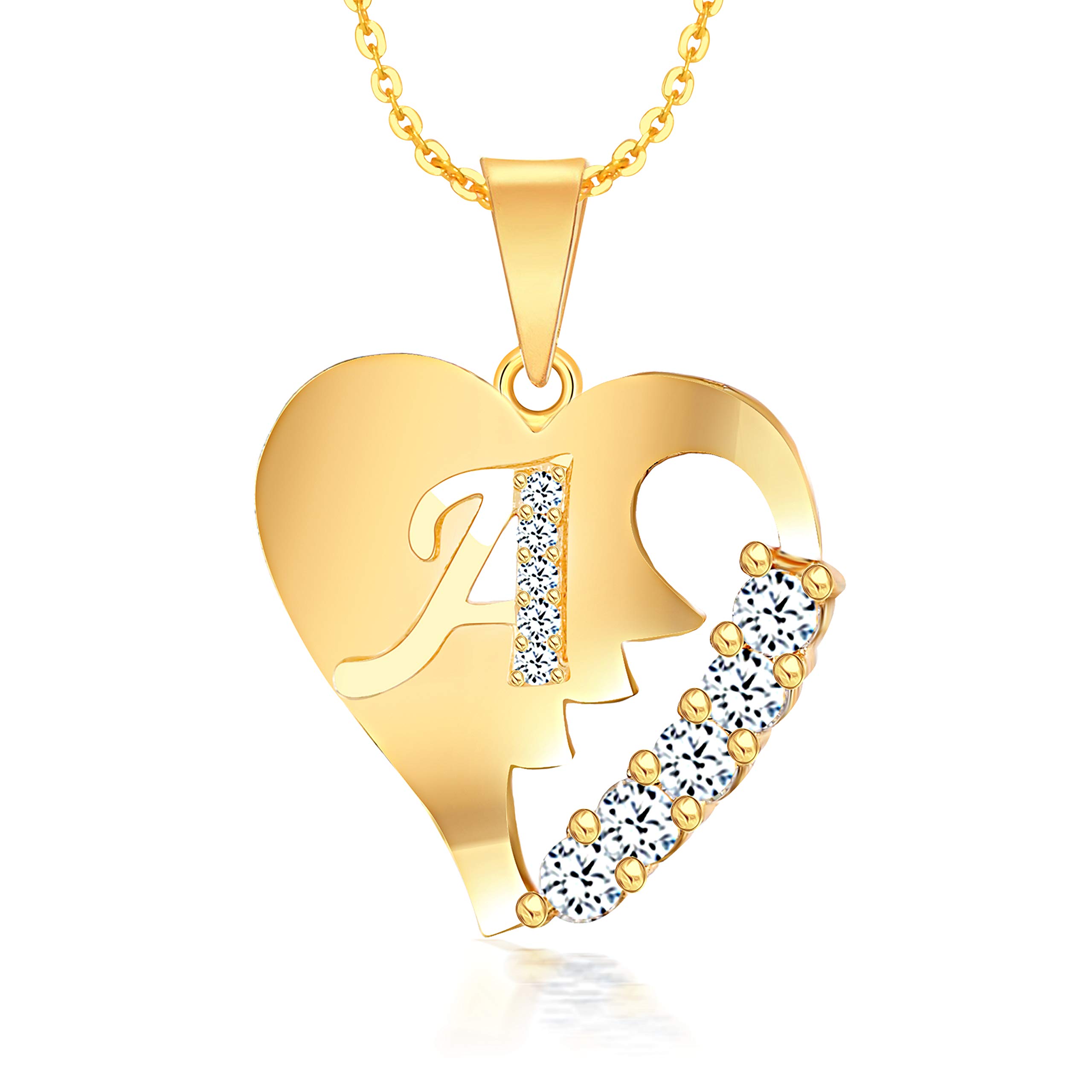 Broken Heart letter A Fashion Jewellery Valentine Gift Alphabet Heart Chain Necklace pendant for girls women men boys girlfriend Jewellery Gold-plated Cubic Zirconia Alloy Brass Pendant-image-9