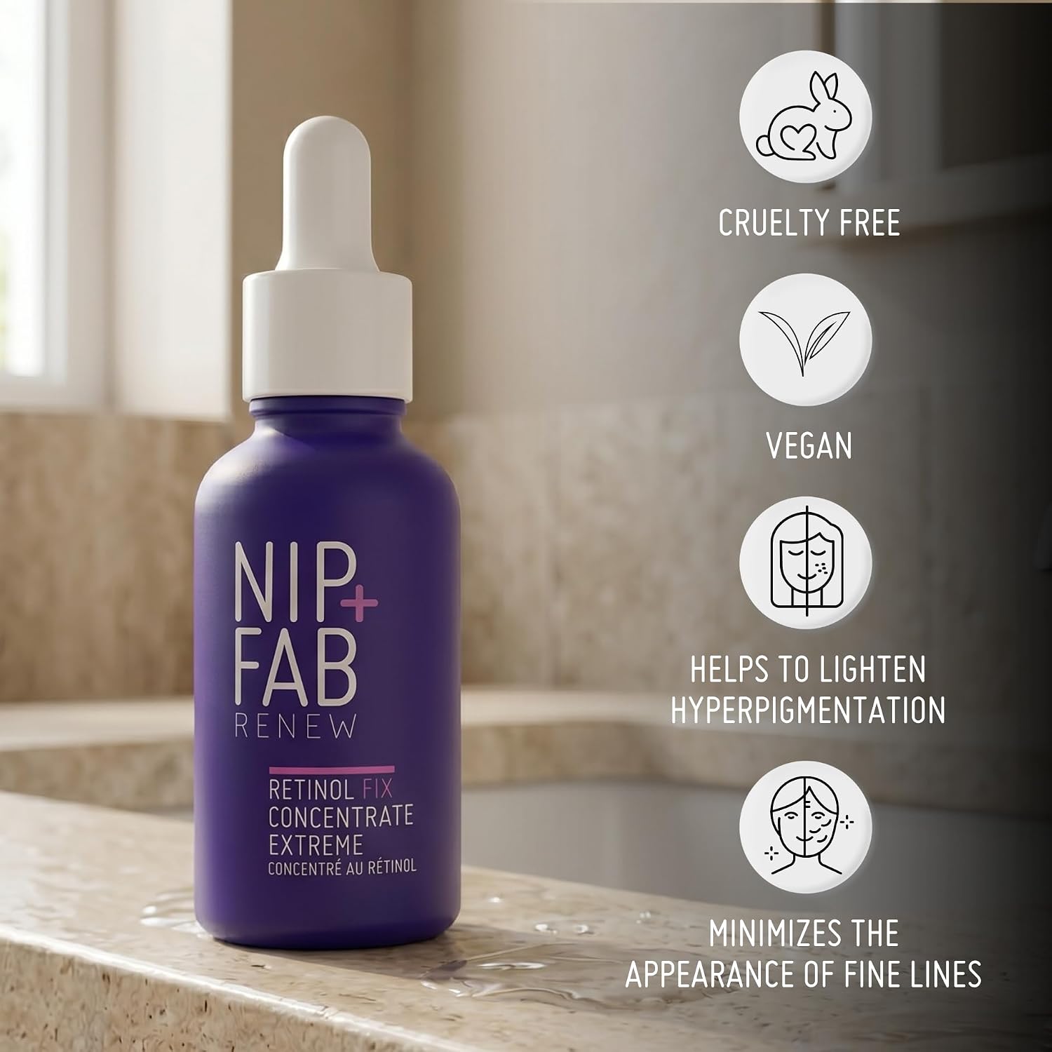 Nip+Fab Retinol Fix Concentrate Extreme 30 ml | Encapsulated Pure Retinol | Anti-Ageing, Regeneration, Skin Hydration | Refreshed, Younger-Looking Complexion | Hyaluronic Acid & Bisabol