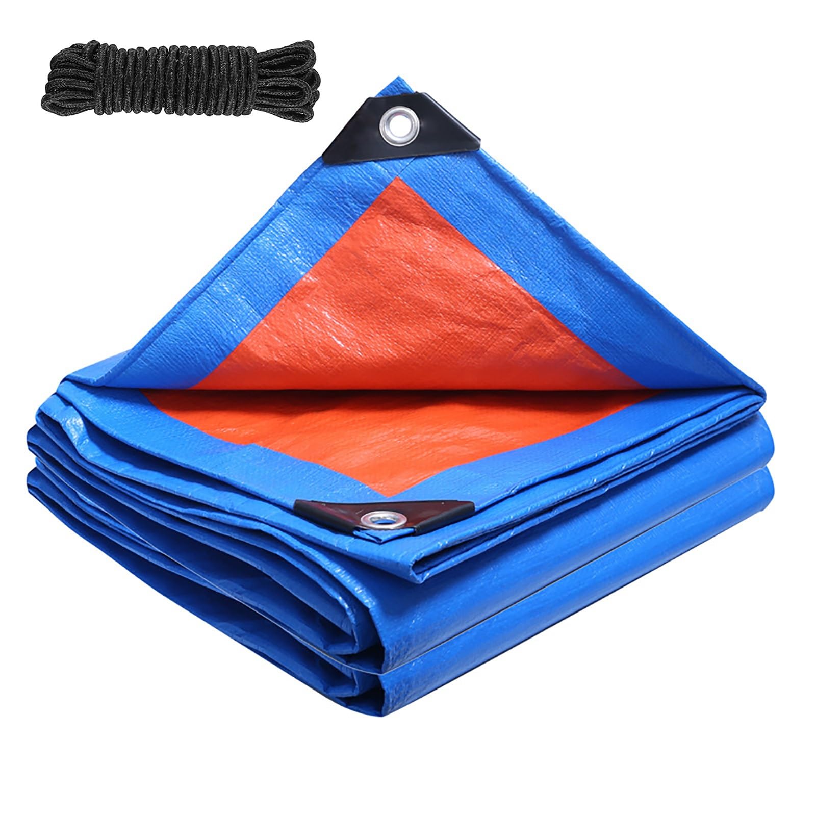 GLDYTVF Heavy Duty Waterproof Tarp - Large All-Weather Tarpaulin Cover for Outdoor Use Construction & Vehicle Protection -Blue Tarp with Grommets (4.0m x 7.0m)