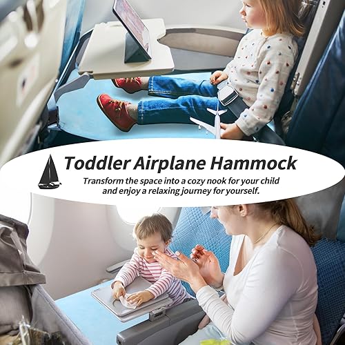 Miniatura 2 de Cama de avión para niños pequeños, extensor de asiento de avión portátil para niños, artículos esenciales de viaje en avión para niños pequeños,