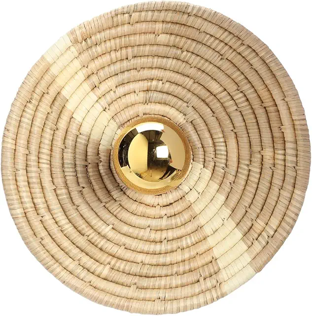 Applique Murale Bohème Lussiol Booty - Abat-jour Seagrass Naturel, Support Métal Noir