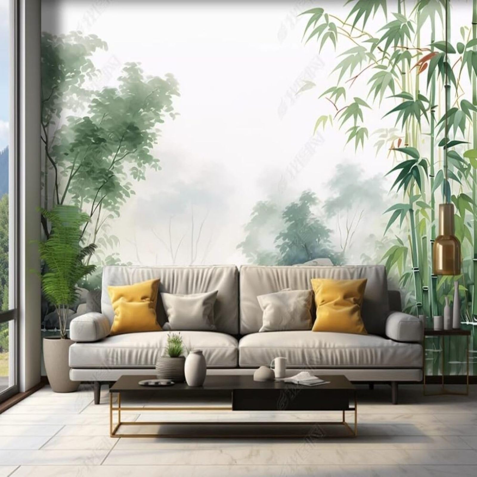 Mural bosque de bambú 3D papel pintado pared acuarela vinilos dormitorio salón 400x280