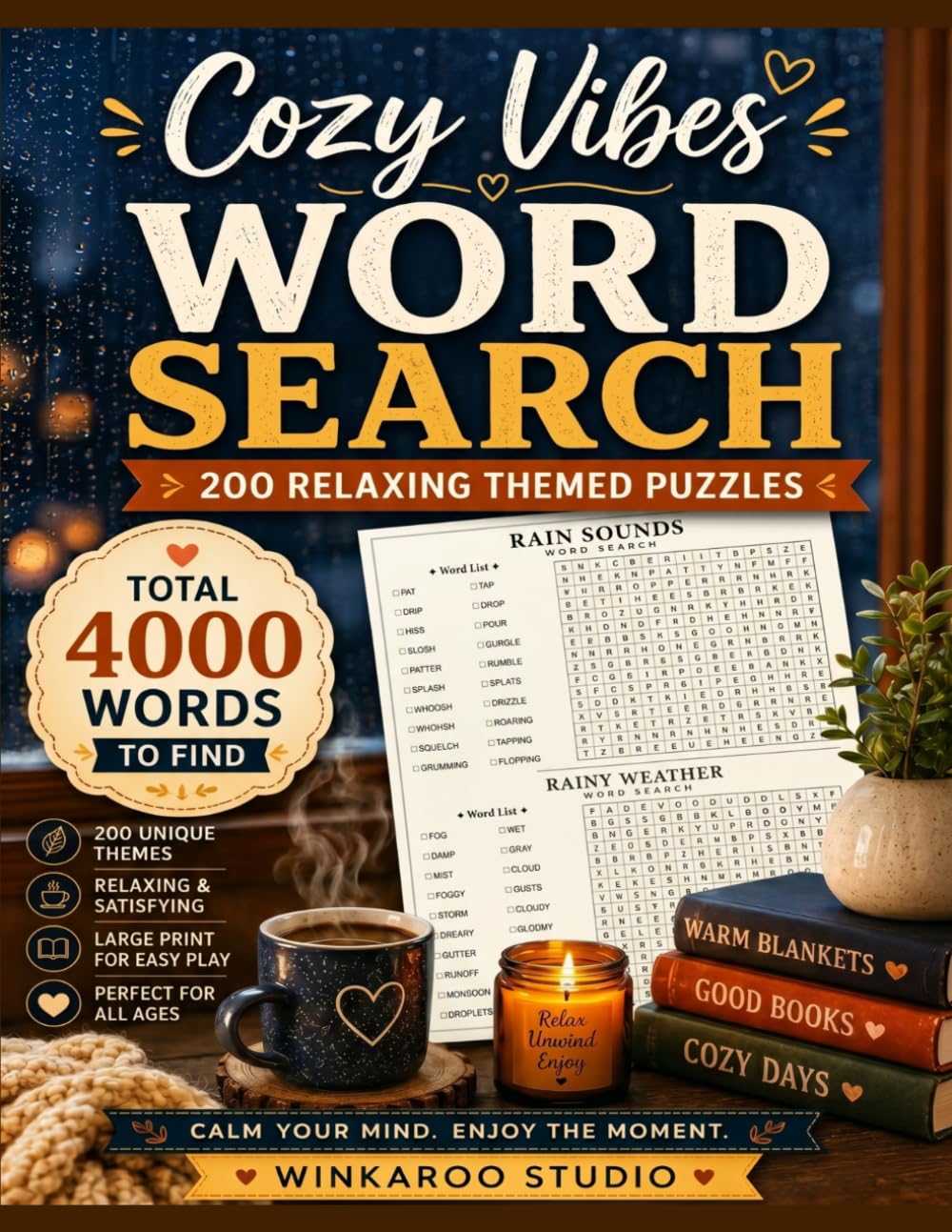 Cozy Vibes Word Search: Relaxing Themed Puzzle: Calm Your Mind, Enjoy the Moment
