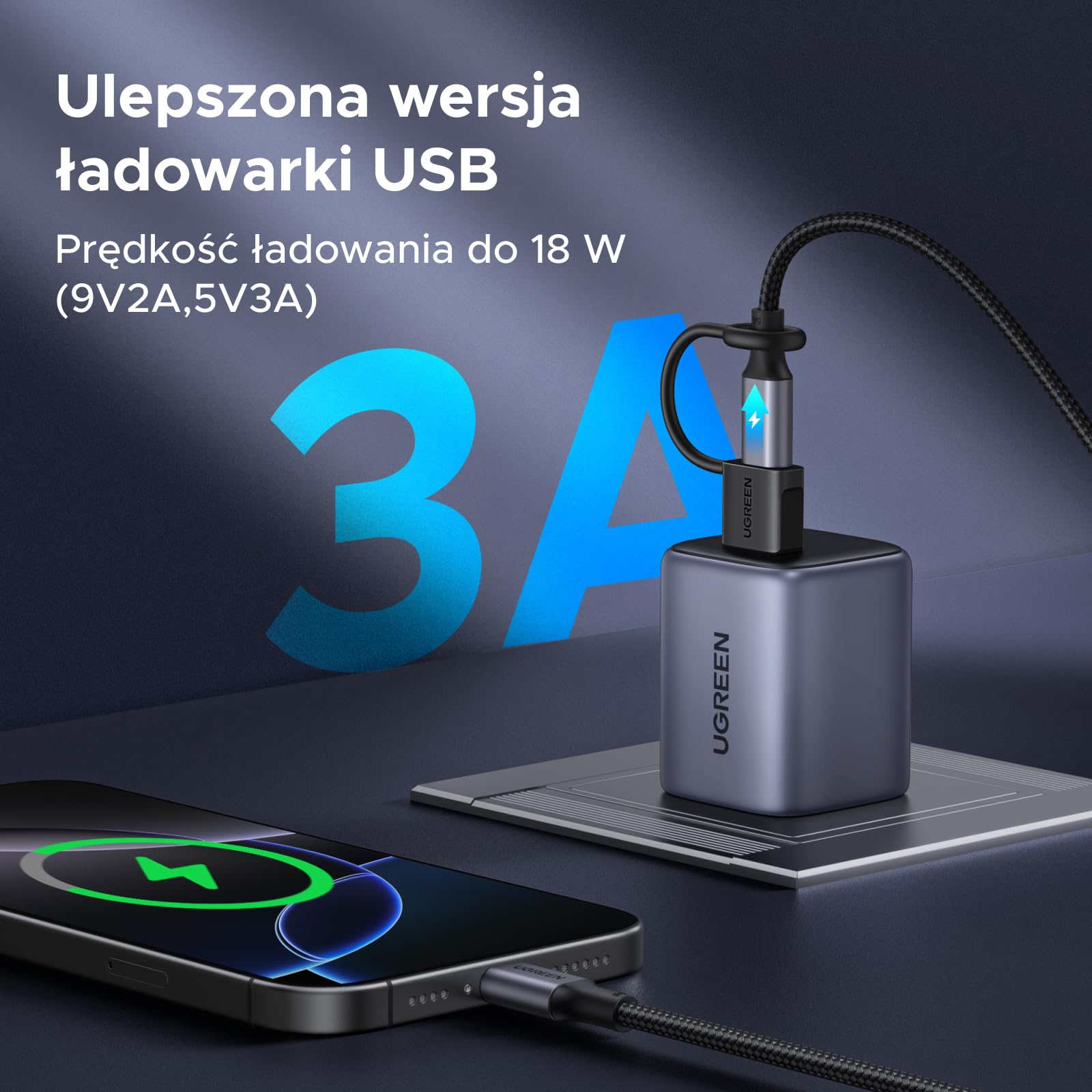 UGREEN USB do adaptera USB C (2 szt.) Adapter 10 Gb/s do zestawu z pierścieniem zabezpieczającym przed uszkodzeniami mechanicznymi dla iPhone'a 16/15/14 serii serii laptopów Carplay usw