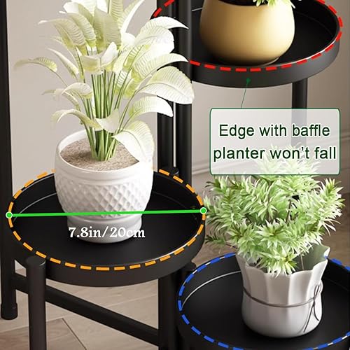 Miniatura 4 de Soporte de metal para plantas de 5 niveles, soporte de esquina resistente para interiores y exteriores, soporte para macetas para patio, balcón,