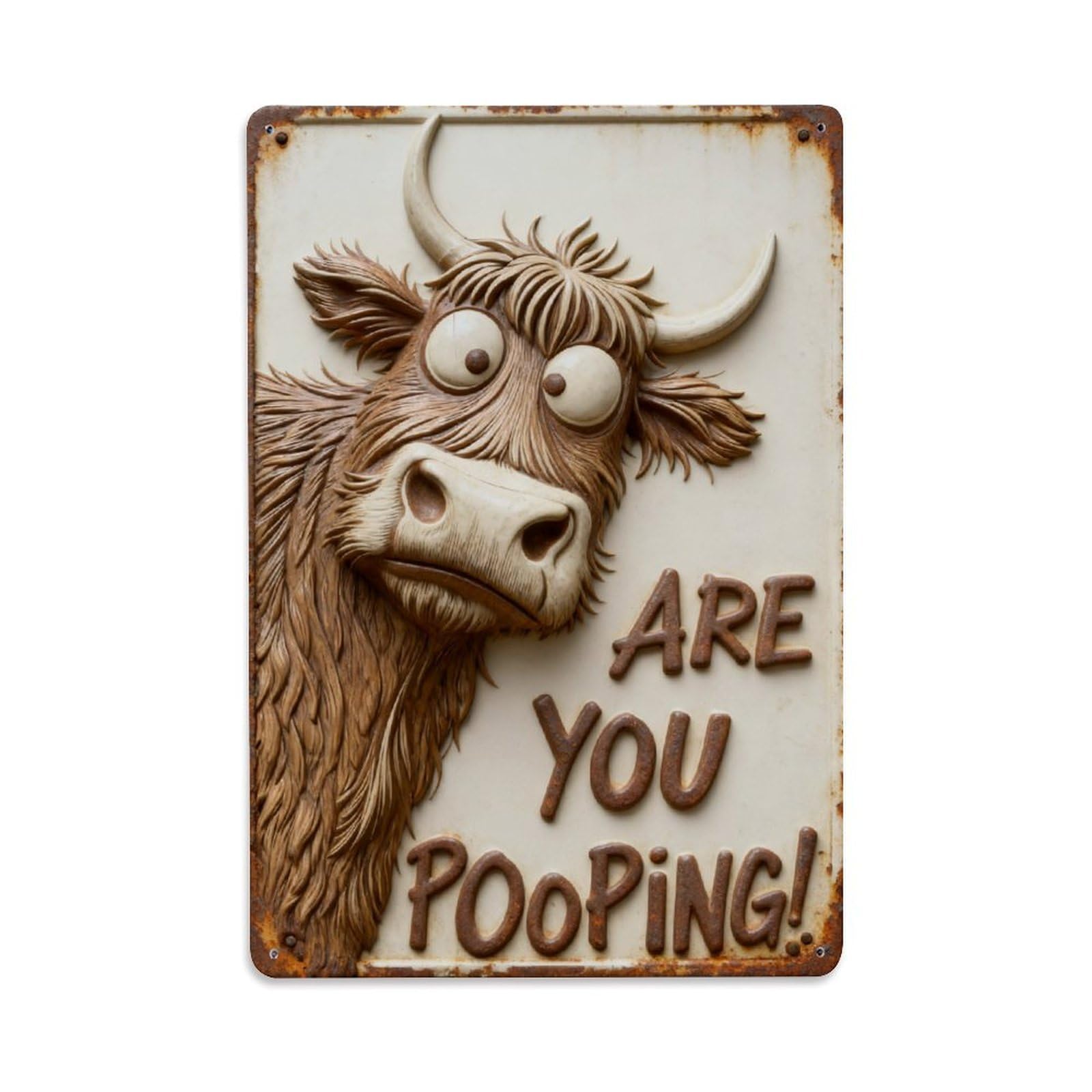 Cow Face With Text Are You Pooping Vintage Metal Tin Sign Retro Wall Decor, Bar Garage Cafe Kitchen Home Wall Art Poster Decoration 8x12inches