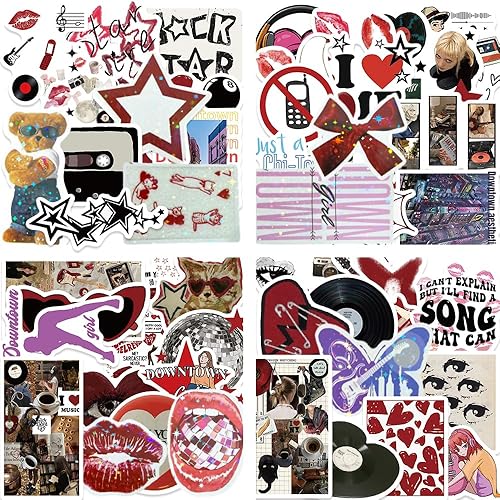Miniatura 9 de Paquete de 100 calcomanías estéticas para niñas del centro de la ciudad, calcomanías holográficas estéticas, calcomanías de vinilo impermeable con