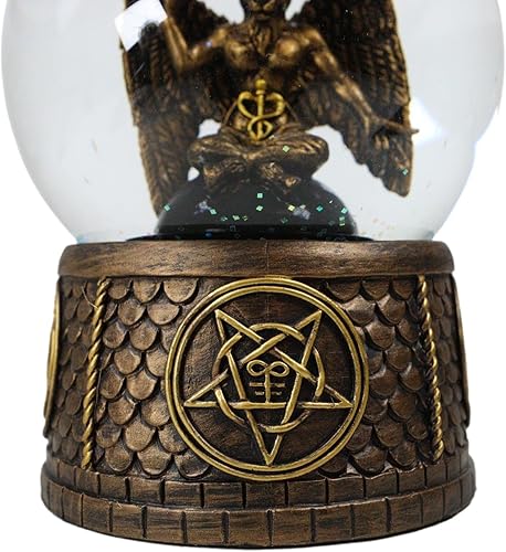 Miniatura 6 de Ebros Gift Wicca Occult Sabbatic Goat Baphomet - Globo de agua con purpurina de 5.25 pulgadas de alto con estrella pentagrama de ídolo satánico,