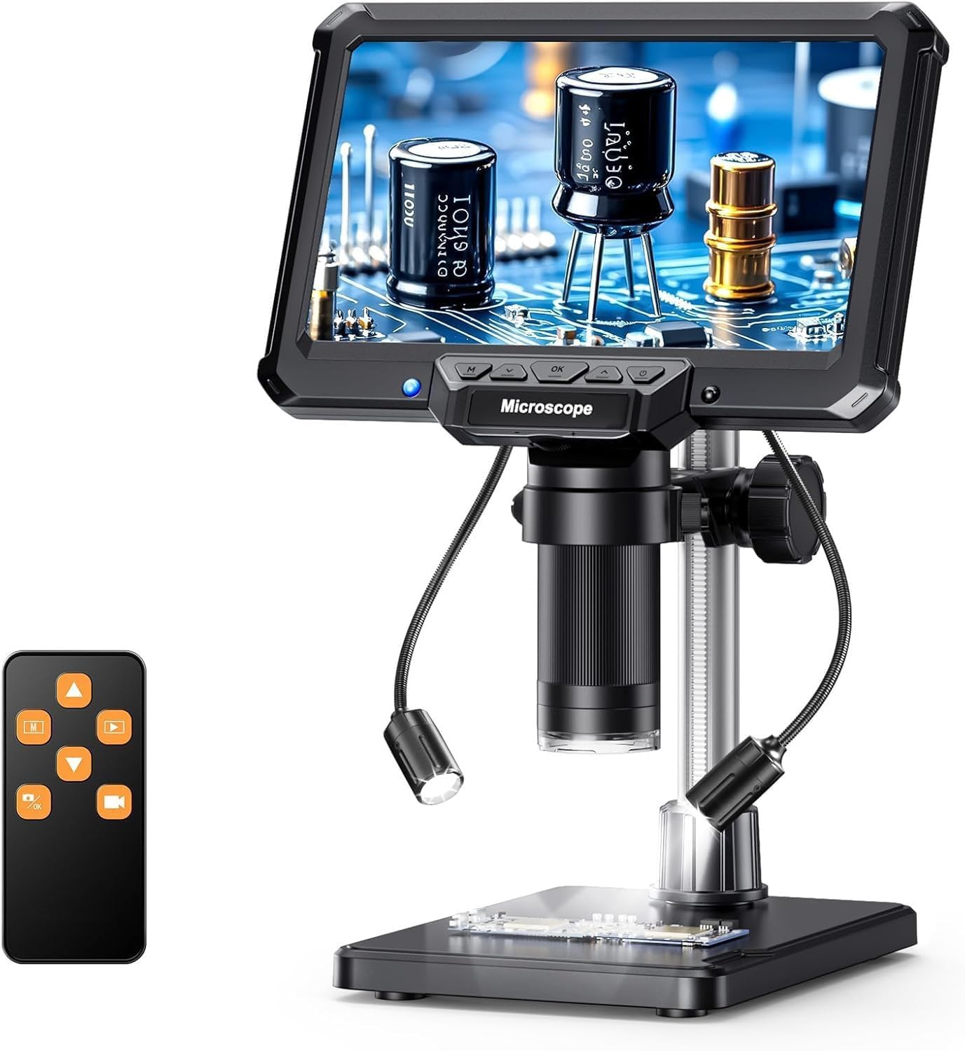 ETZIN LCD Digital Microscope, 1000X Electronic Video Microscopes with 4.3 Inch Display Screen 8 Adjustable LED Lights, 1080P Coin Magnifier and Adjustable Bracket, for Phone, Circuit Board EPL-1290IM-image-22