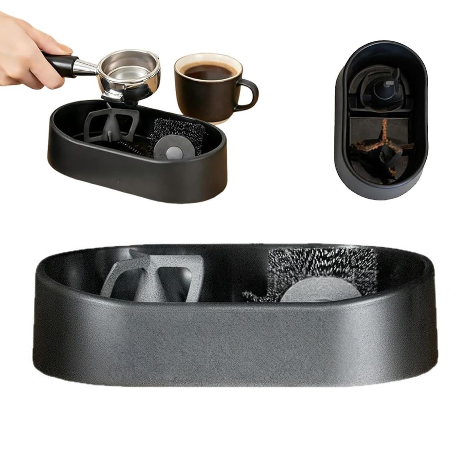 Kit De Nettoyage De Porte-filtre à Café, Nettoyeur Automatique De Porte-filtre à Café, Station De Brosse Et Support Pour Machine à Expresso Professionnelle Pour Systèmes Barista 51/53/58 mm black