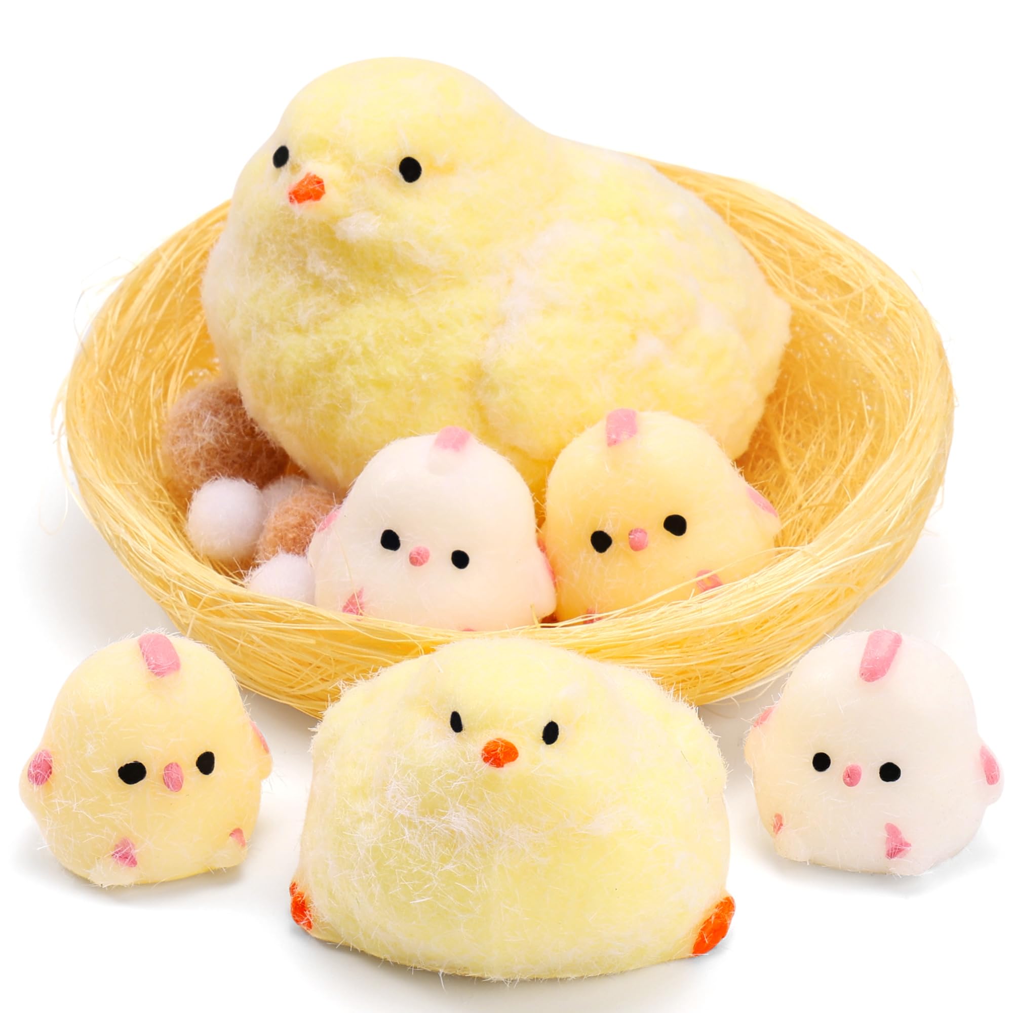 Photo 1 of ***MINOR DAMAGE (DIRTY)*** 6Pcs Taba Handmade Squishy Chick Toys Stress Relief Squeeze Toy. Cute Sensory Toys. Handmade Soft Silicone StickyToys. Bouncy Stress and Relaxation Toys. Stretchable Springy Toys