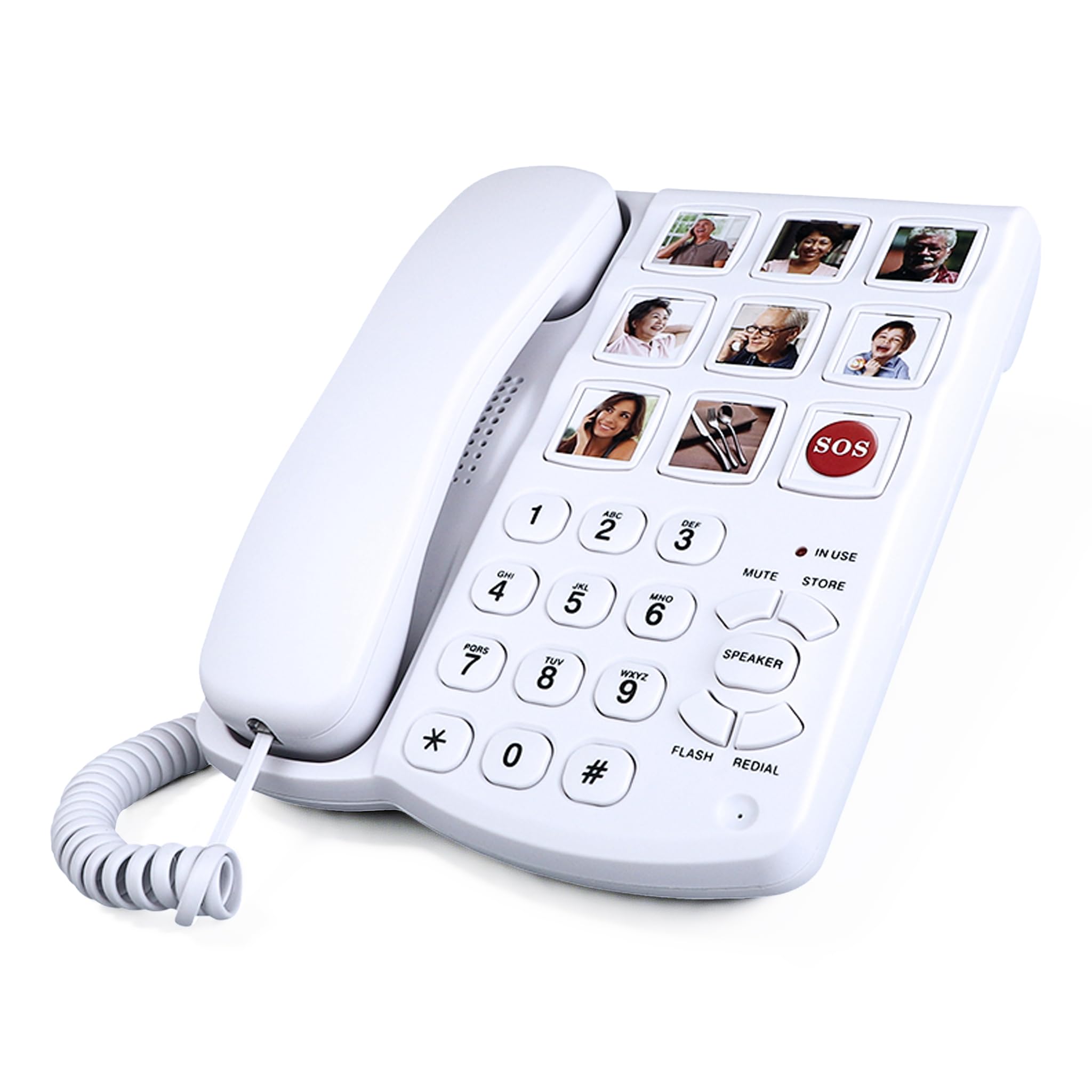 Benotek Corded Big Button Picture Phone for Seniors with Speaker Redial, Hands Free Landline Desk Telephone, Amplied Large Button Home Phones-image-26