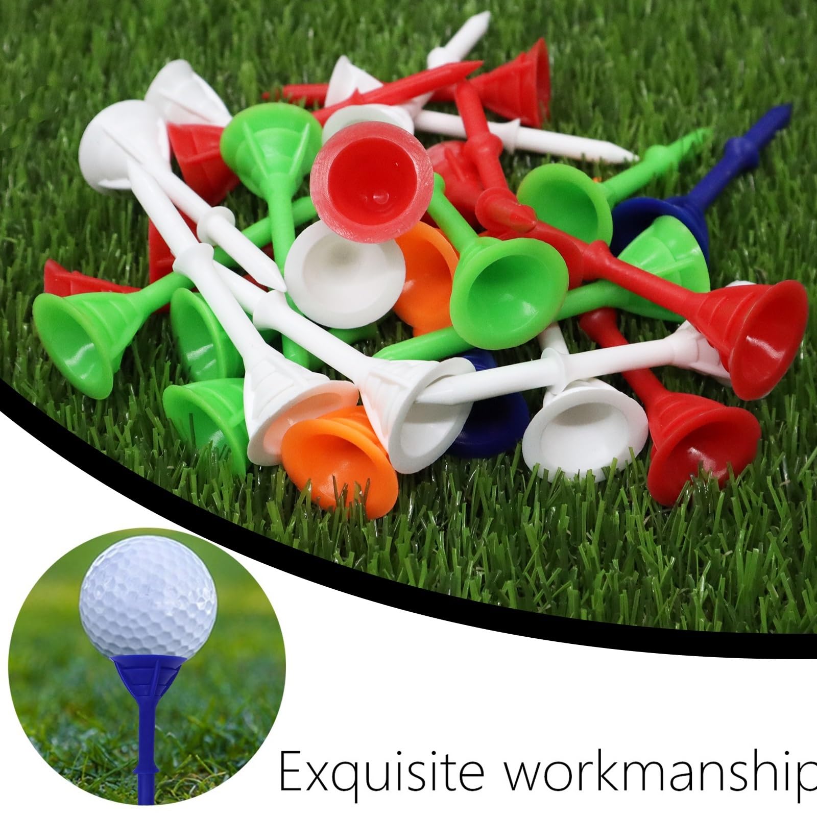 Premium-Golf-Tees, Golf-Tees, mehrfarbig, 83 mm, 100 Stück for Üben