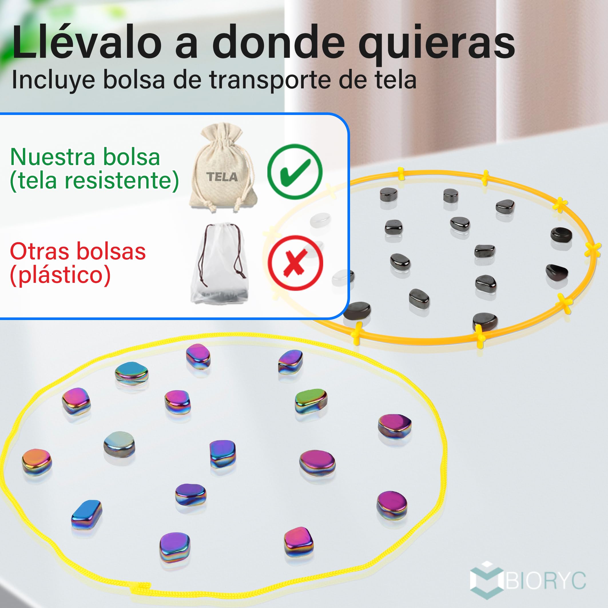 Ajedrez Magnético Color con 20 imanes. Incluye Bolsa de Transporte de Tela, Tablero de Esponja y Accesorios. Juegos de Mesa. Juego de Imanes