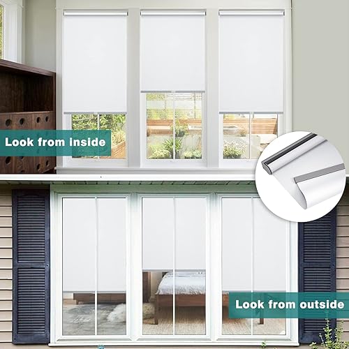 Miniatura 4 de Changshade Persiana enrollable de tela sin cordón, persianas de bloqueo de luz para ventanas con aislamiento térmico, protección UV, persianas