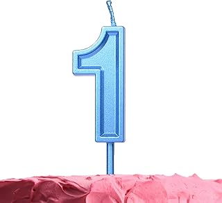 GET FRESH Number 1 Birthday Candle â€“ Blue Number One Candle on Stick â€“ Elegant Blue Number Candles for Birthday Wedding Anniversary â€“ Babyâ€™s 1st Birthday Candle Cake Topper â€“ Blue 1 Candle