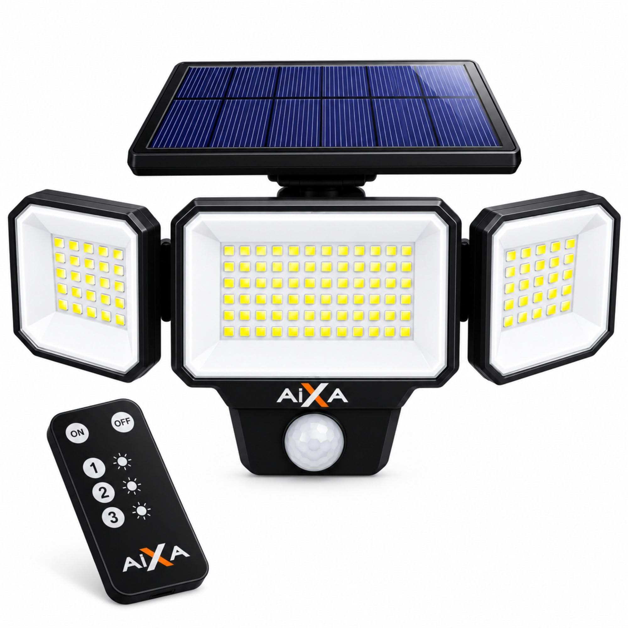 AIXA Solar Security Light Outdoor, 440 LED Solar Motion Sensor
