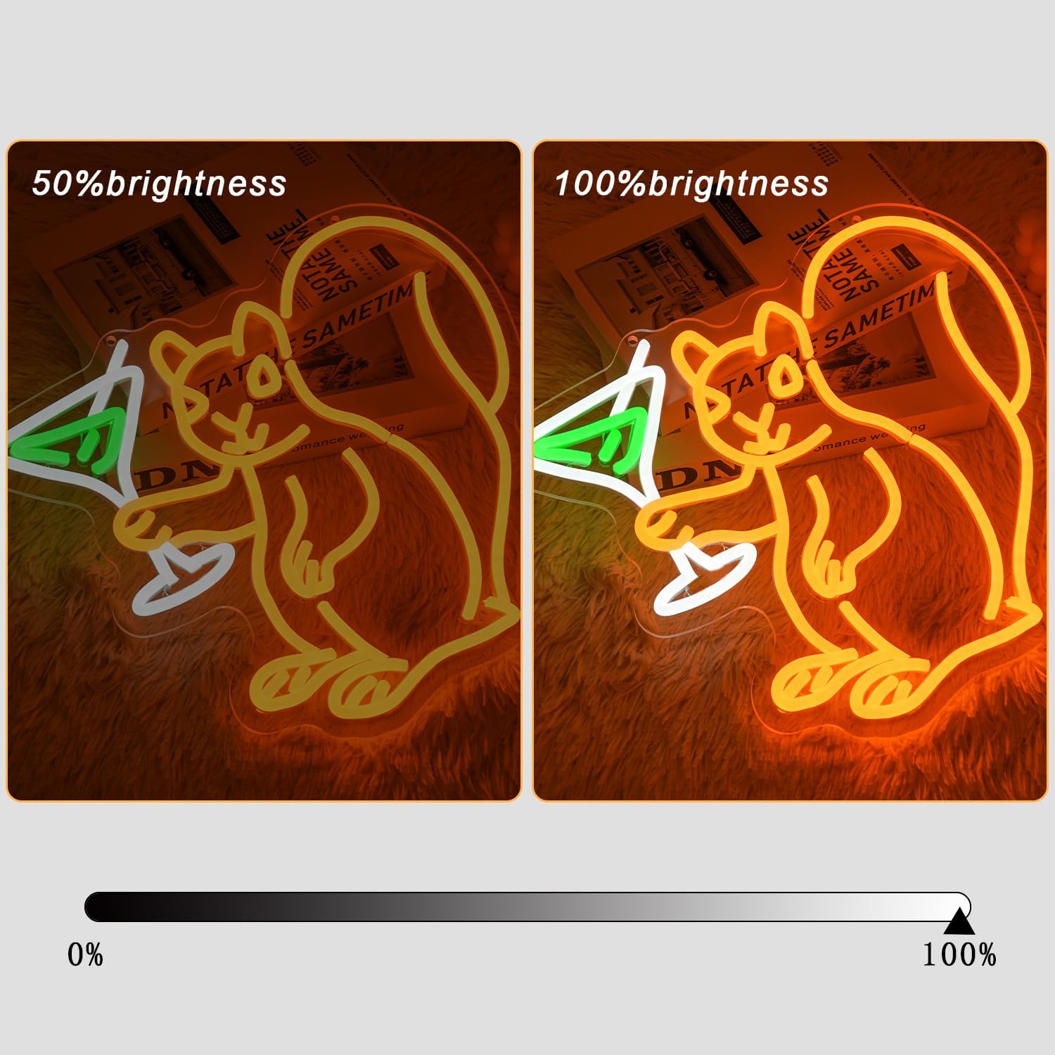 Squirrel Drinking Martini Neon Sign for Wall Decor Cocktail Martini Neon Light Squirrel LED Light Animal Neon Lights for Room Wall Decor Bar Club Neon Light Game Room