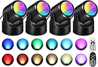 URTOM 6W RGBW LED Spot Lights Indoor 4 Pack - Color Changing Uplights with Remote for Christmas, Party, Plants & Ambiance