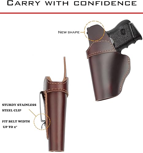 Miniatura 4 de Genuine Top-Grain Leather Holster IWB for Glock17 19 43X fits Taurus G2C G3 G3C for M&P 9mm Shield fits Sig P365 P230 for LCPLC9SSecurity 9Max 9