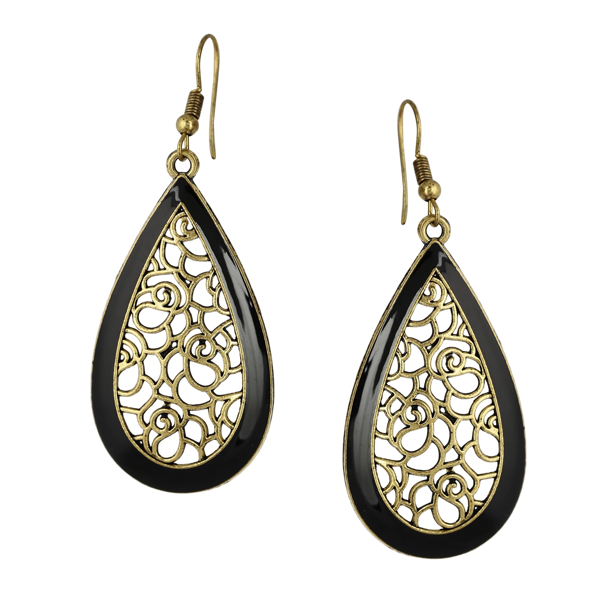 Zeneme Earring Oxidized Gold Plated Black Teardrop Shaped Fish Hook Earring Jewellery For Girl And Women (B0784SNKTW) Amazon Price History, Amazon Price Tracker