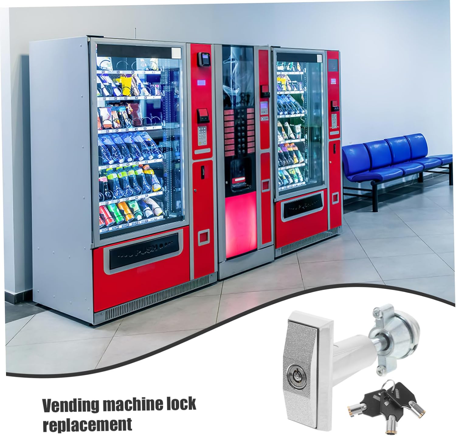 Vending Machine T-Handle Lock Kit with Keys High Security Snack Machine Lock Easy to Operate for Vending Construction