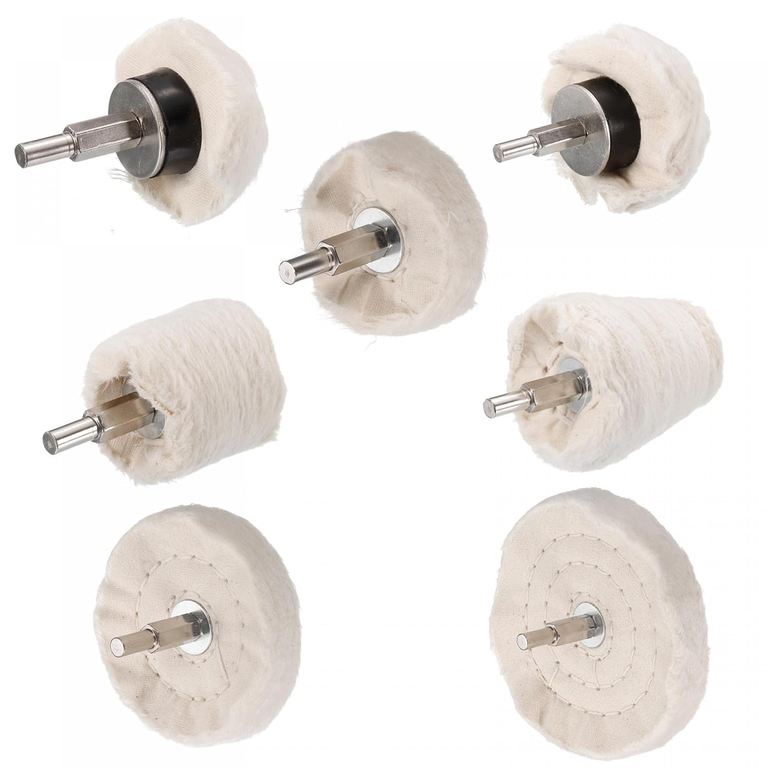 uxcell Cotton Buffing Wheel Set 7in1 Cone/Cylindrical