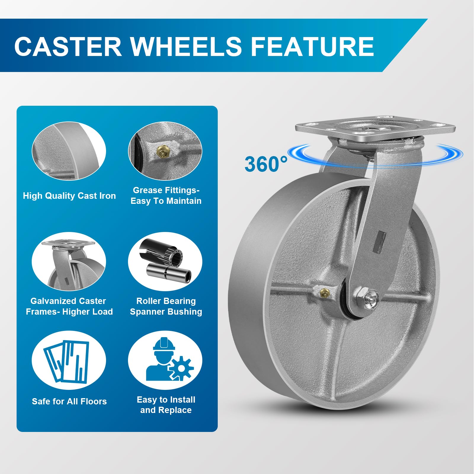 Heavy Duty Industrial Casters - Set of 4 -3 Heavy Duty Industrial Casters - Set of 4 -3