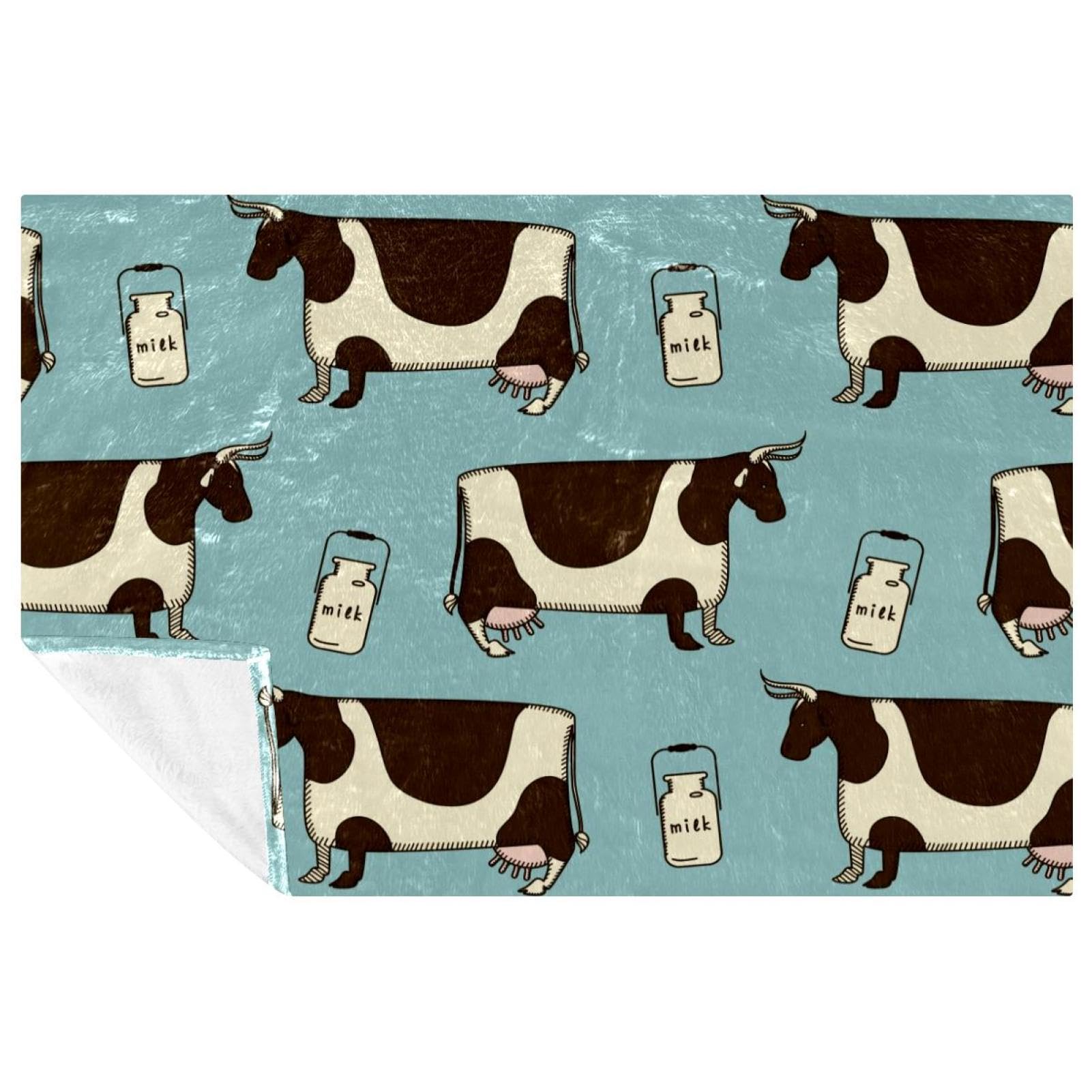 Couverture vache et bouteille de lait plaid imprimé 150x100 cm