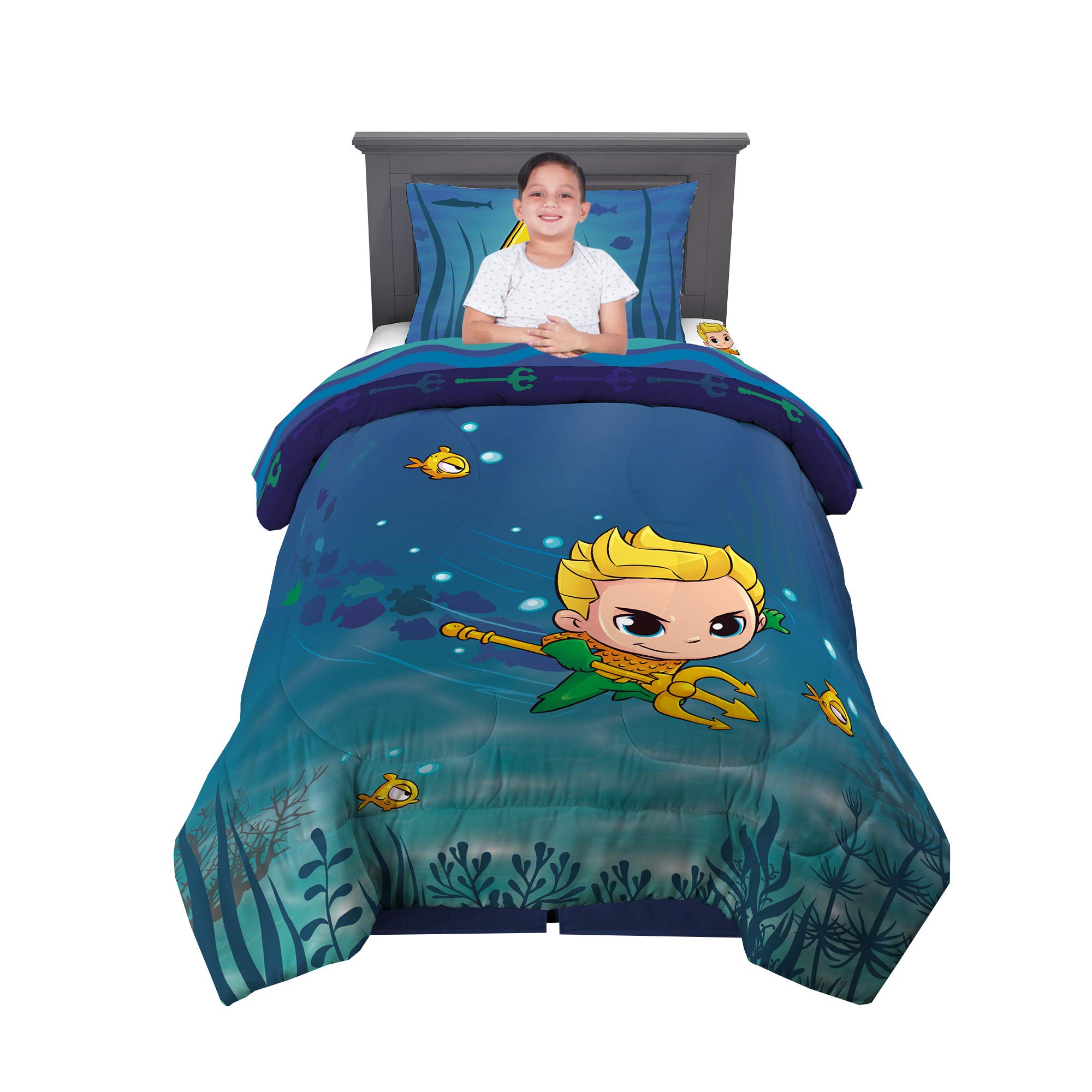 Aquaman parure de lit enfant 4 pièces pour lit simple par Franco