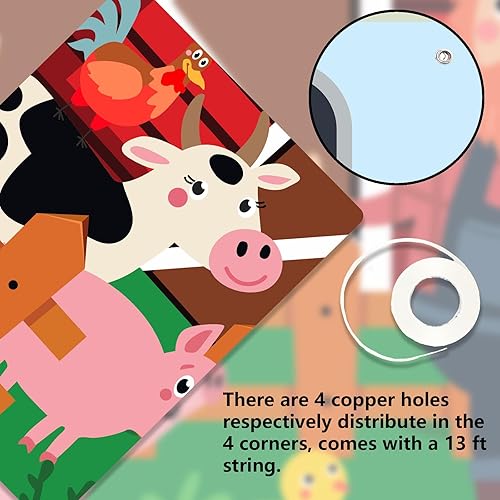 Miniatura 7 de Granja roja granero animales de granero feliz cumpleaños juegos de lanzamiento banner telón de fondo vaca, cerdo, pollo, decoración temática de