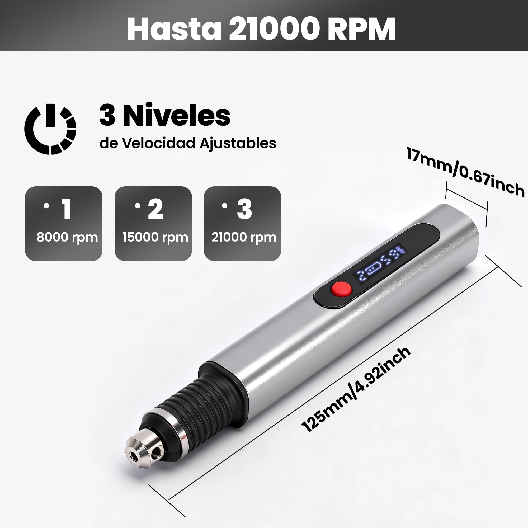 Mini Grabadora Eléctrica Inalámbrica, Pirograbador de Madera con 30 Puntas y 3 Velocidades (Hasta 25000 RPM), Kit de Herramientas Recargable para Metal, Vidrio, Cerámica y Joyería