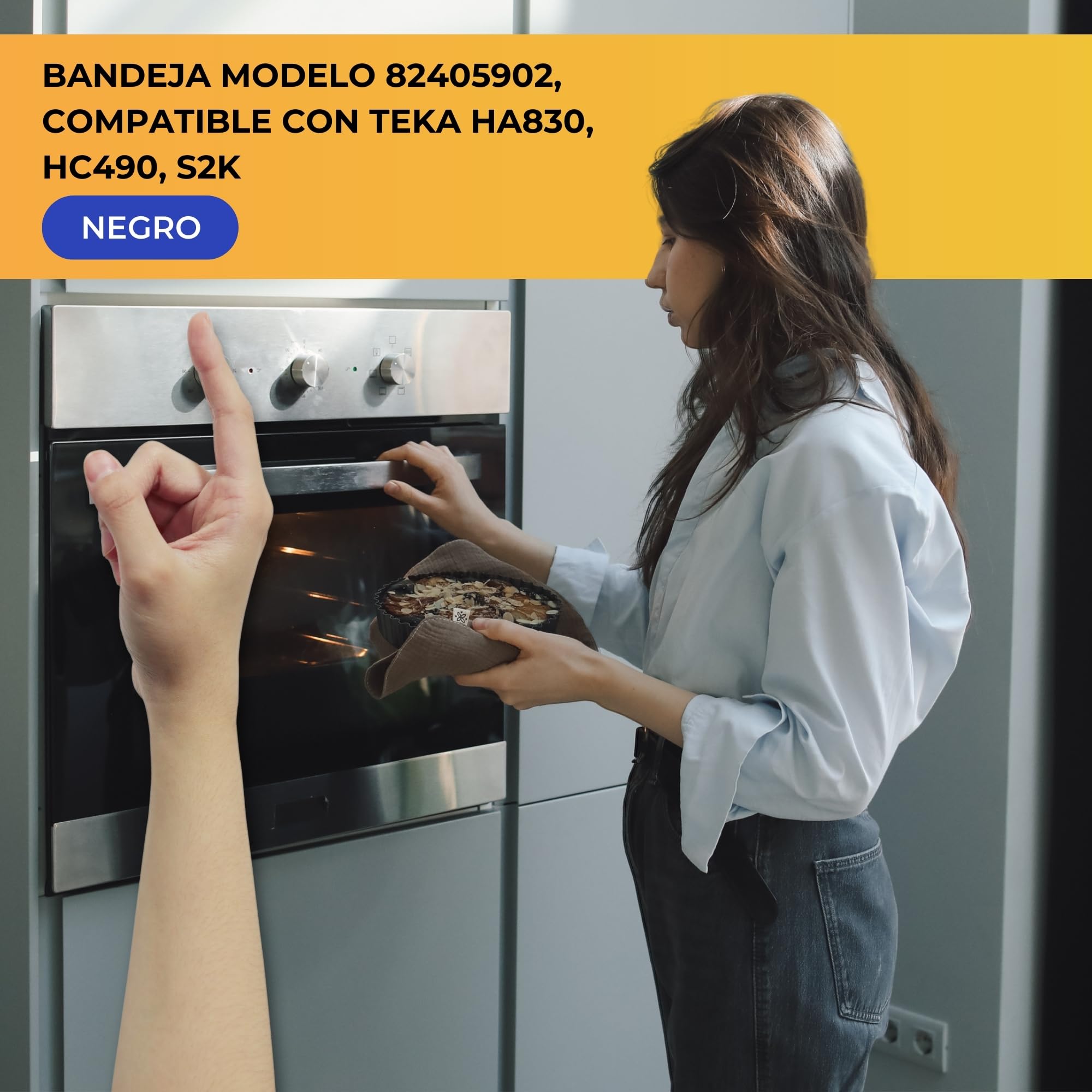 CHEFZOCO Bandeja para horno, Fuente para horno, Bandeja esmaltada Horno, Bandeja modelo 82405902, Compatible con Teka HA830, HC490, S2K, 370 mm profundo x 460 mm ancho