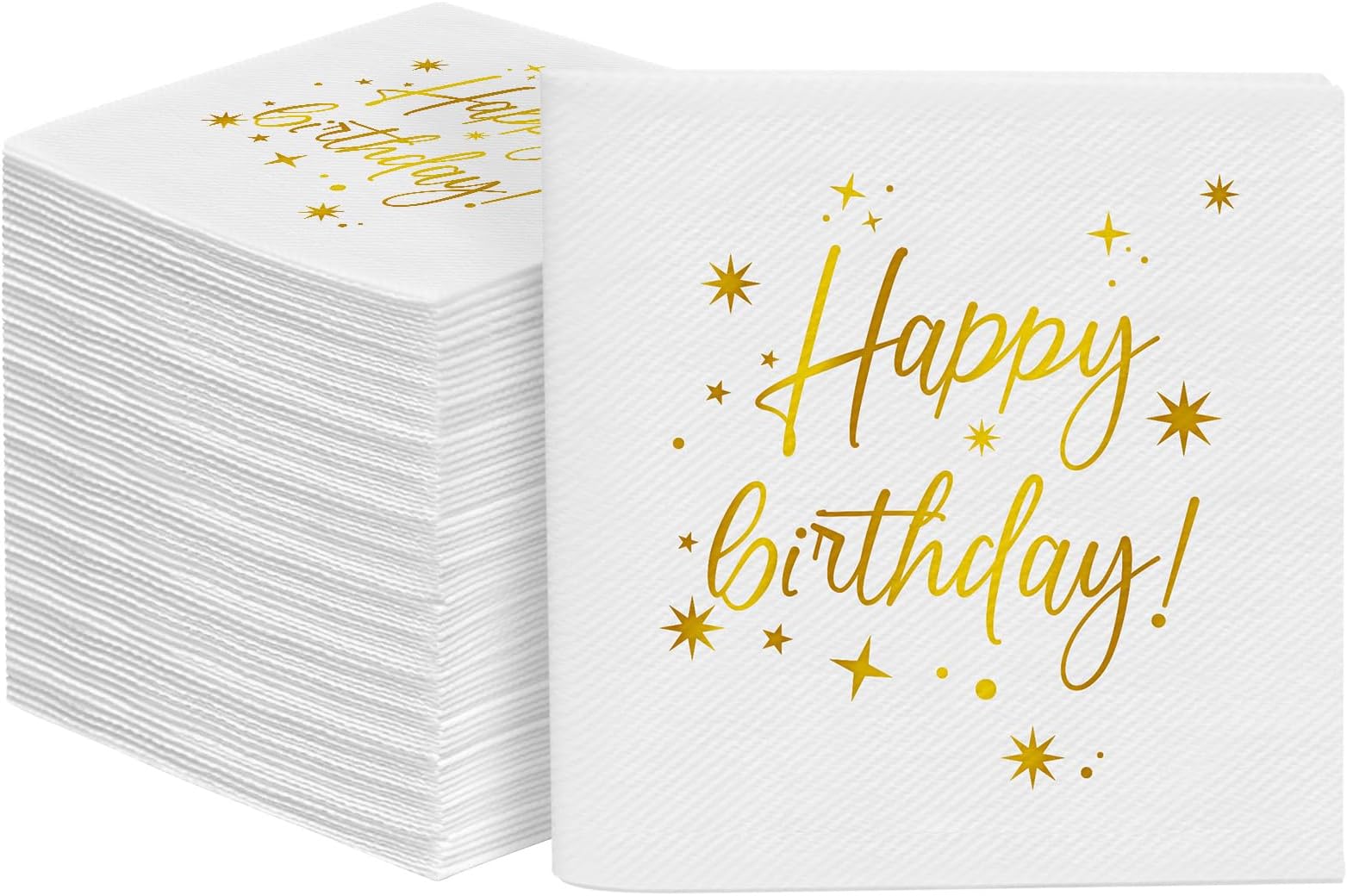pyntopBirthday Party Napkins Disposable - Gold Foiled Birthday Napkins, Soft and Absorbent Party Napkins, Dessert Napkins Beverage Napkins for Bar Home Restaurant Café or Parties (Birthday)