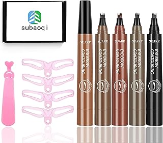 5 Pcs Black Light Brown Dark Brown Eyebrow Pencil stencils，Micro-Fork 4 Tip Eyebrow Pencil Eyebrow Tattoo Pen Waterproof Microblading Waterproof Eyebrow Makeup All Day Durability Lightweight And Easy To Carry Eyebrow Pencils