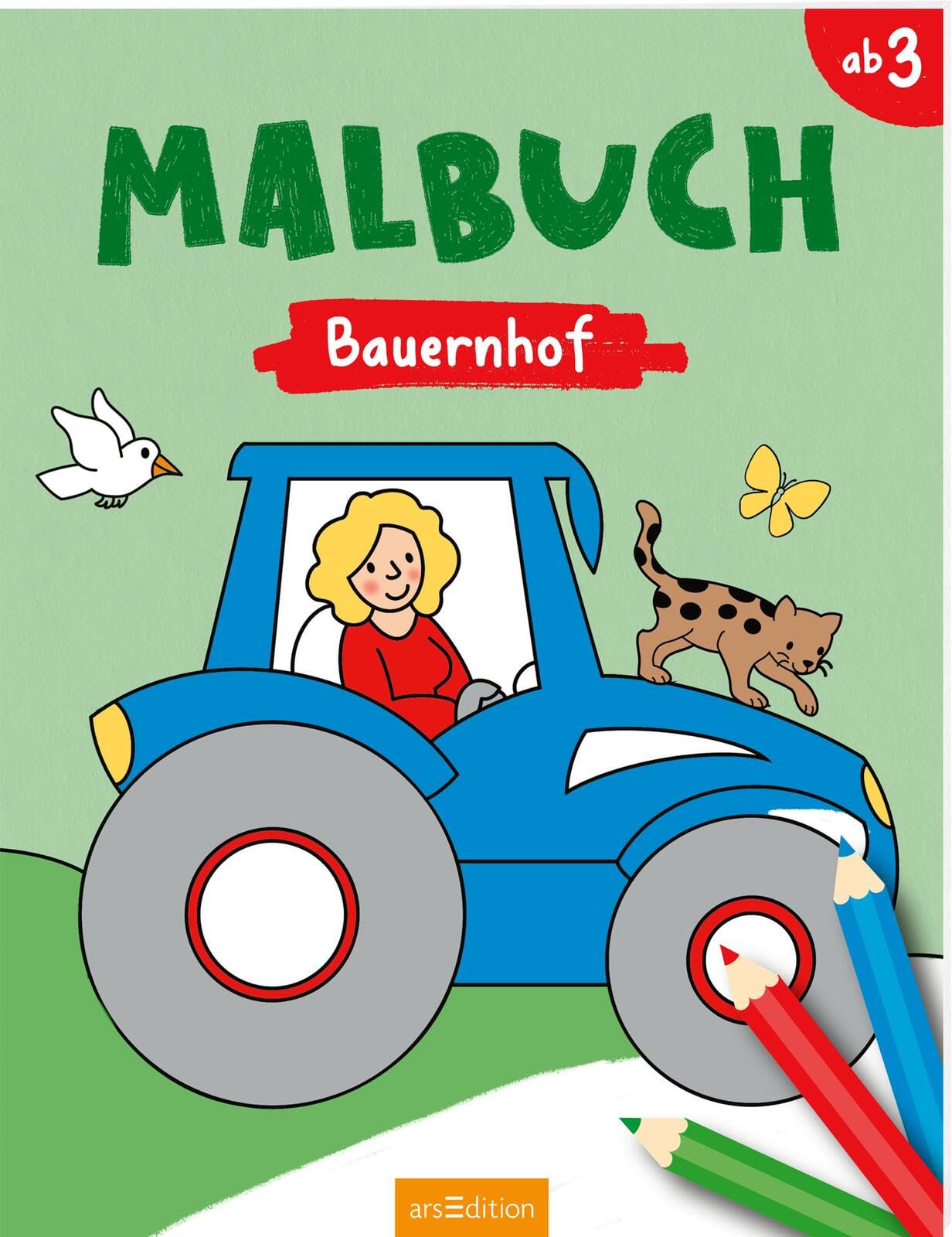 Malbuch Bauernhof: Malbuch ab 3 Jahren | Schwarz-Weiß-Malbuch mit einfachen Motiven