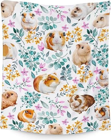 Guinea Pig Blanket Gifts - 30x40 Inches Cute Throw for Girls & Boys - White Soft Fuzzy Blankets for Couch & Office