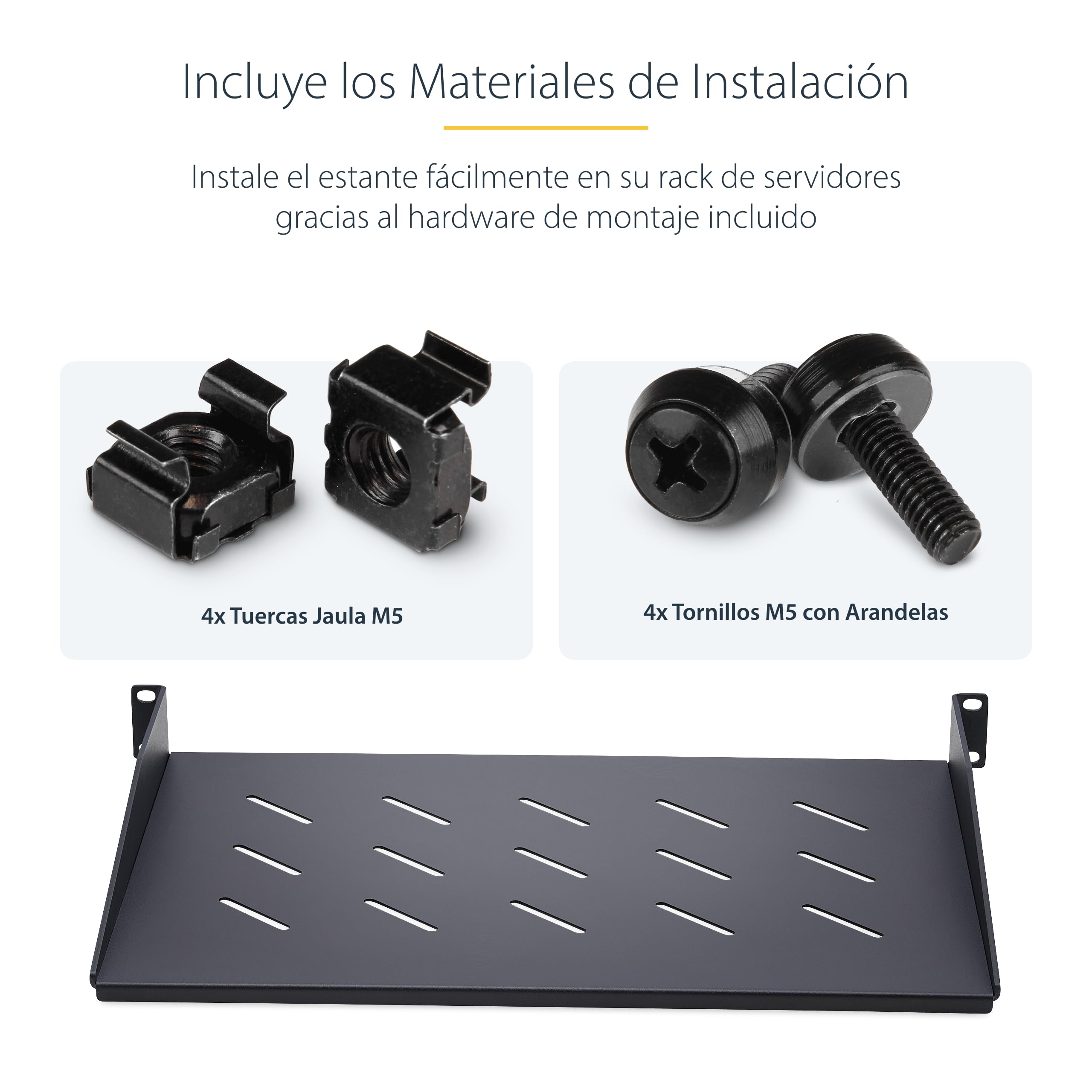 StarTech.com Estante 1U Ventilado Voladizo para Rack - Bandeja para Rack - Profundidad de Montaje 30,48cm - 11,3kg