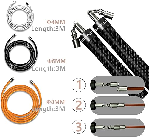 Miniatura 3 de Cuerda de saltar con peso para hombres y mujeres, cuerdas de salto pesadas intercambiables de 15 libras, 14 libras, 12 libras, giro de 360 grados