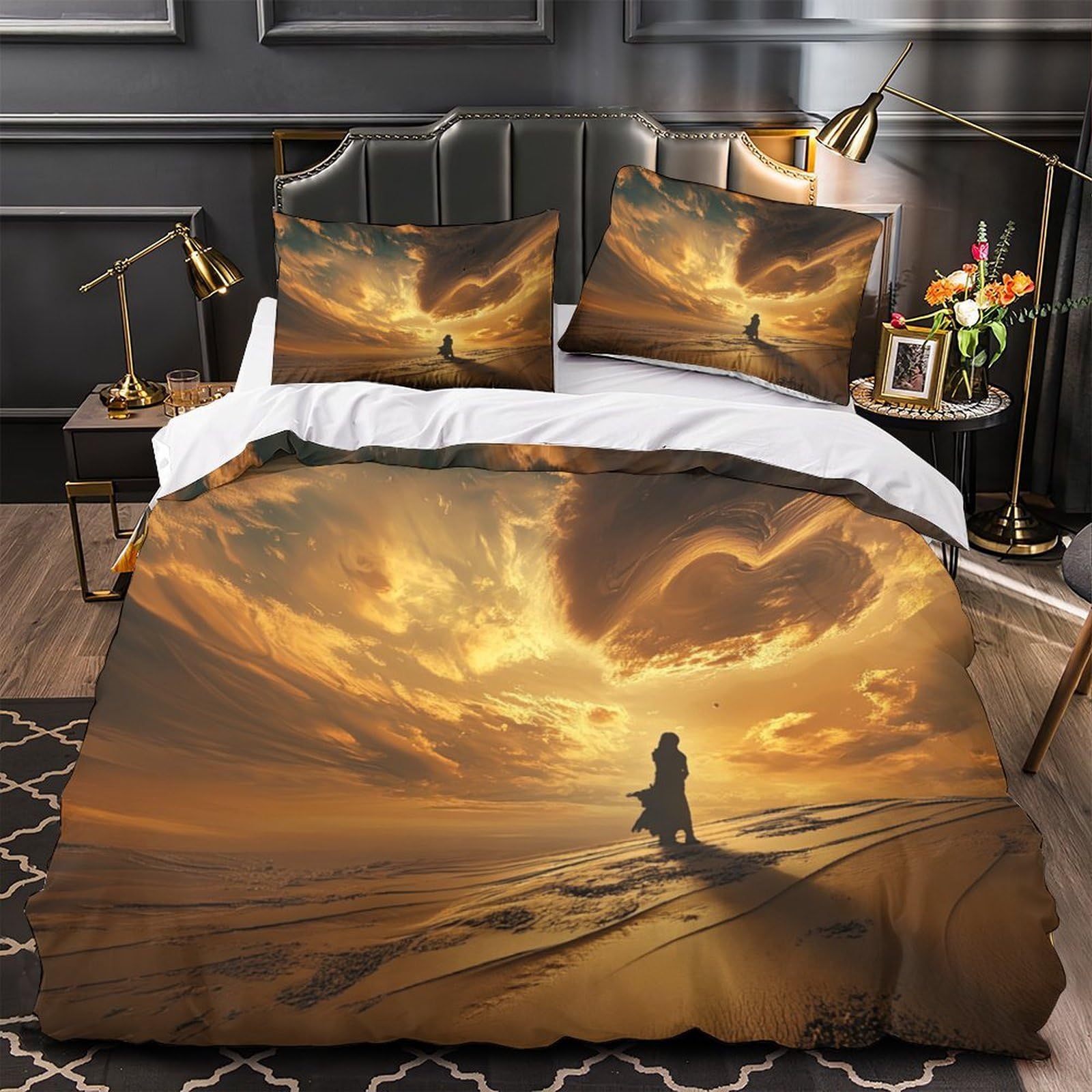 Ciel fantastique sur votre housse de couette King en microfibre Silhouette du désert