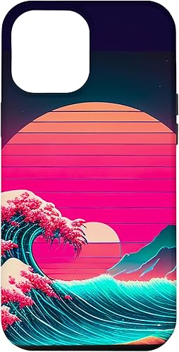 Miniatura 25 de Funda retro para iPhone 12 Mini vaporwave Synthwave Ocean Japanese 80s estilo vintage retro