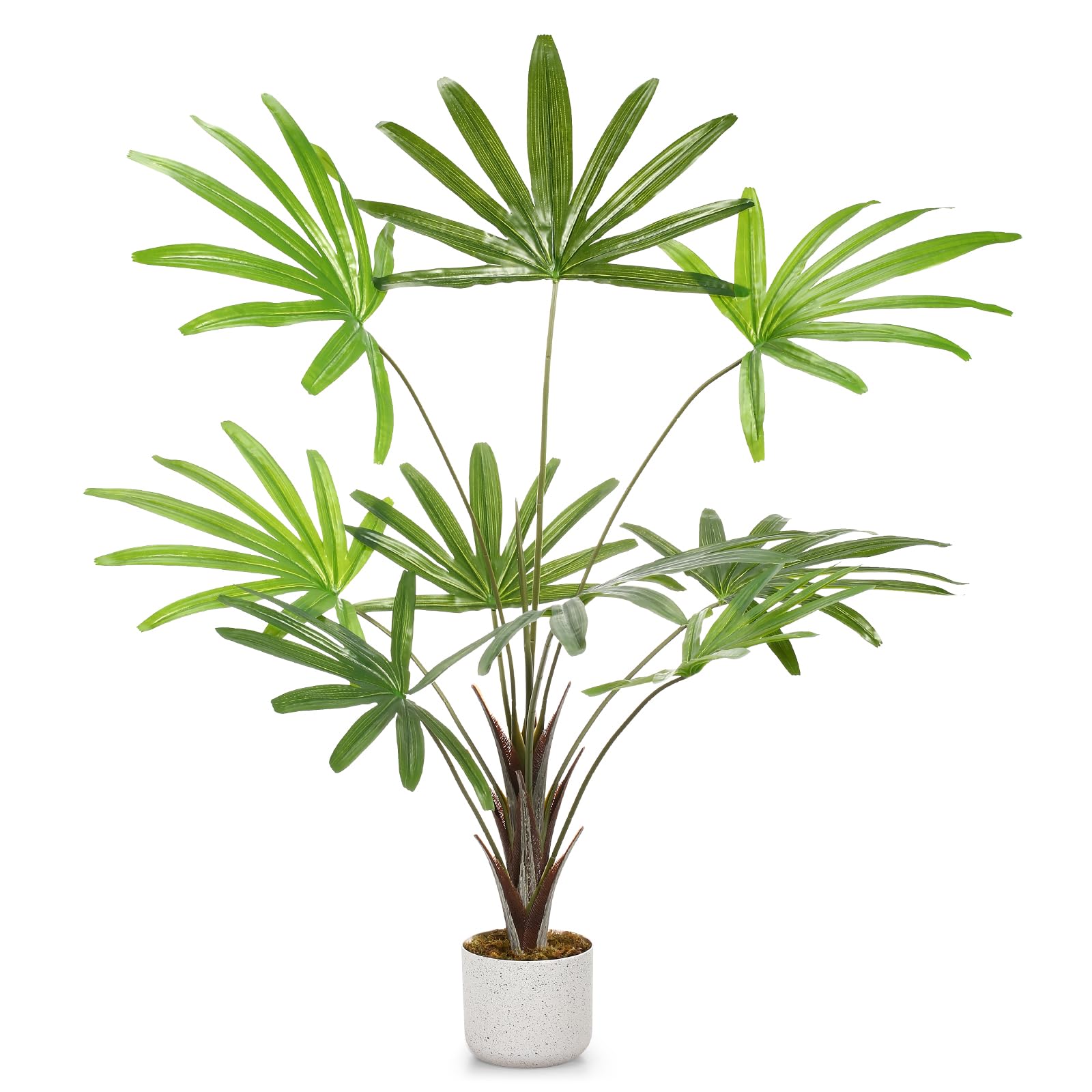 GarveeHome Palmera Artificial Areca de 100/125 cm de Alto, Planta Artificial para Uso en Interiores con Maceta Blanca