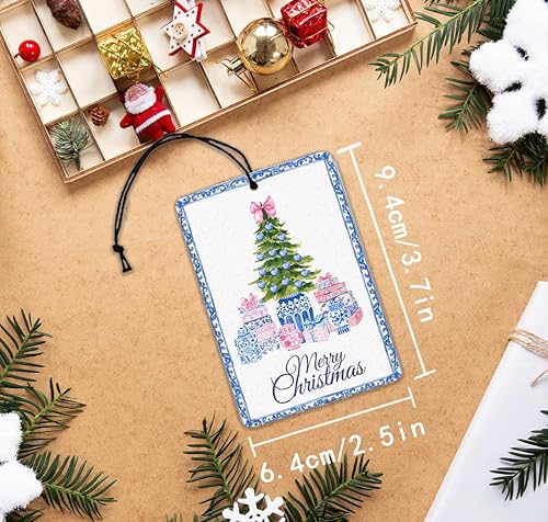 Miniatura 6 de Ambientador colgante de automóvil de Navidad rosa y azul, 3 piezas, lazos de coqueta chinoiserie, accesorios para automóvil, espejo retrovisor de