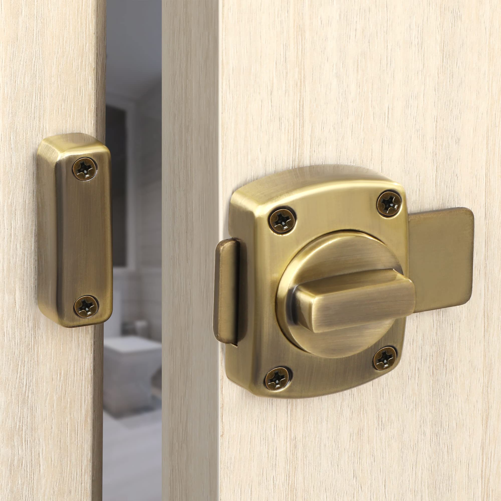 Sayayo Chiavistello per Bagno Ruota Cancello Serratura Porta Catenaccio Porta Chiavistello per Porta in Legno, Bronzo, EMS220U-Q
