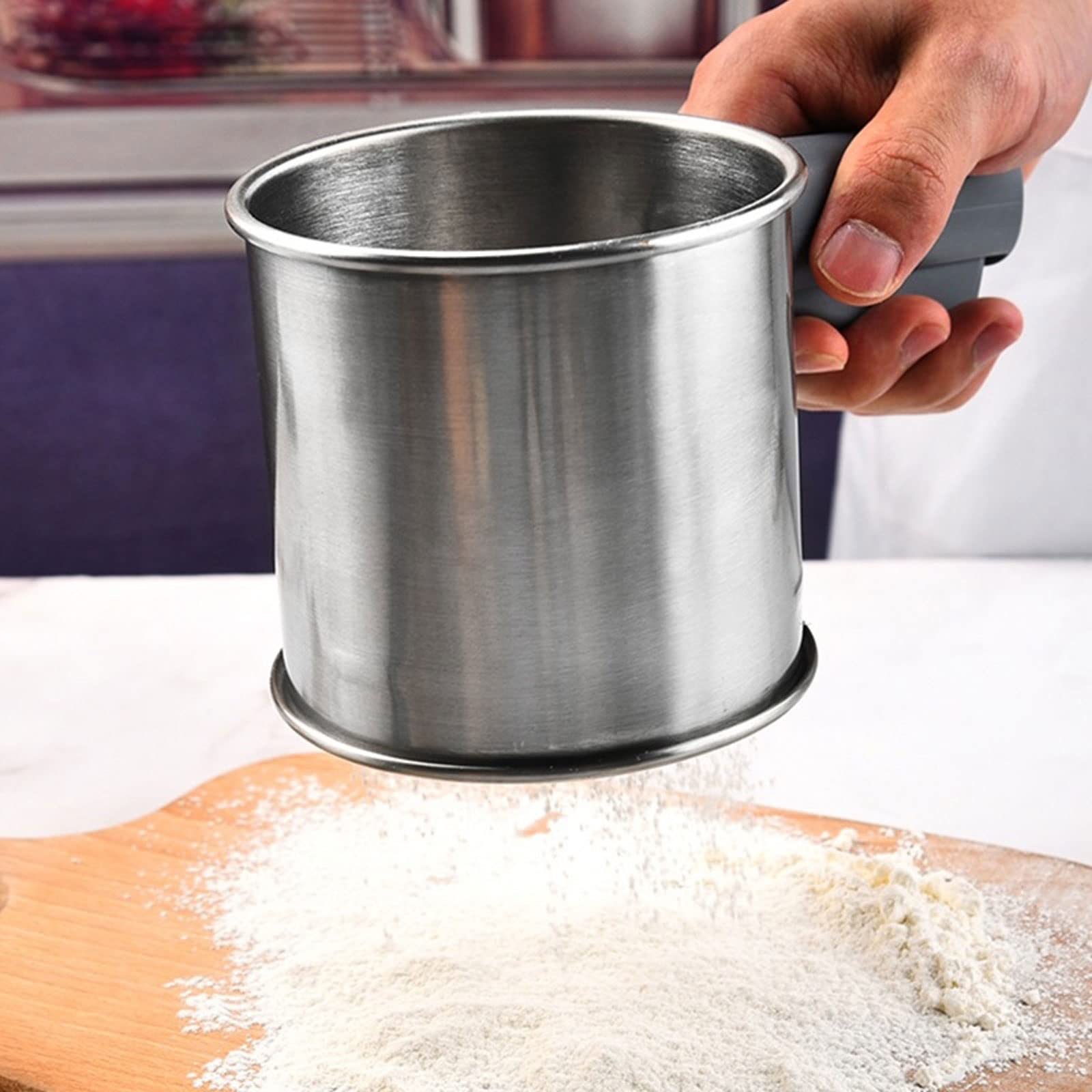 Setaccio per farina in acciaio inox, setaccio a mano a maglia fine per cucinare, cuocere e setacciare la farina